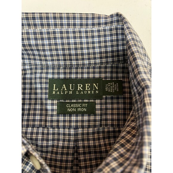 Lauren Ralph Lauren Men's Classic Fit Non Iron Plaid Shirt Size 15.5 32/33 - Picture 3 of 8
